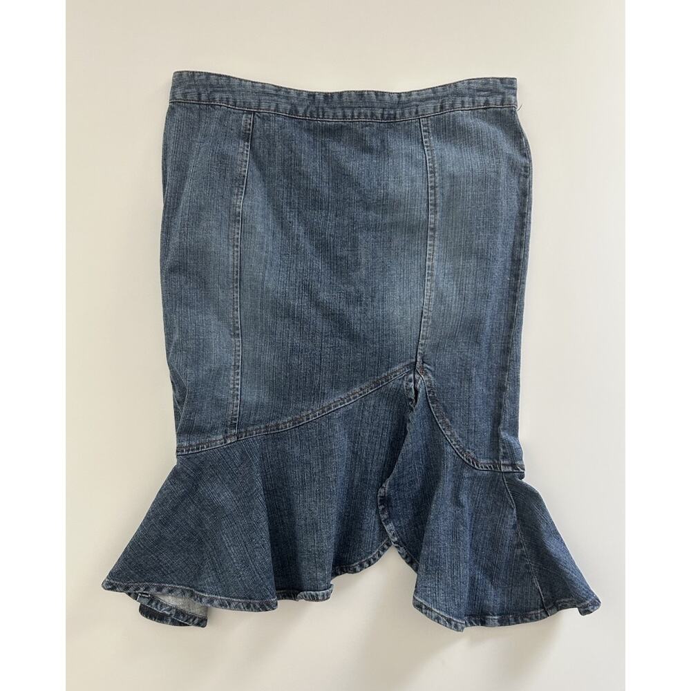 Y2K Metro7 Stretch Denim Mermaid Tulip Skirt 10